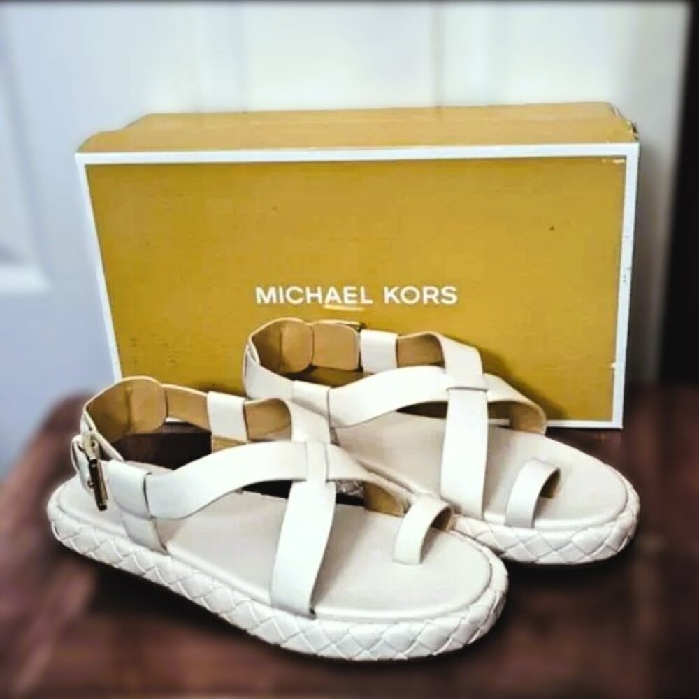 Brand New Authentic Michael Kors Bernadette Genuine Leather Espadrille Sandal